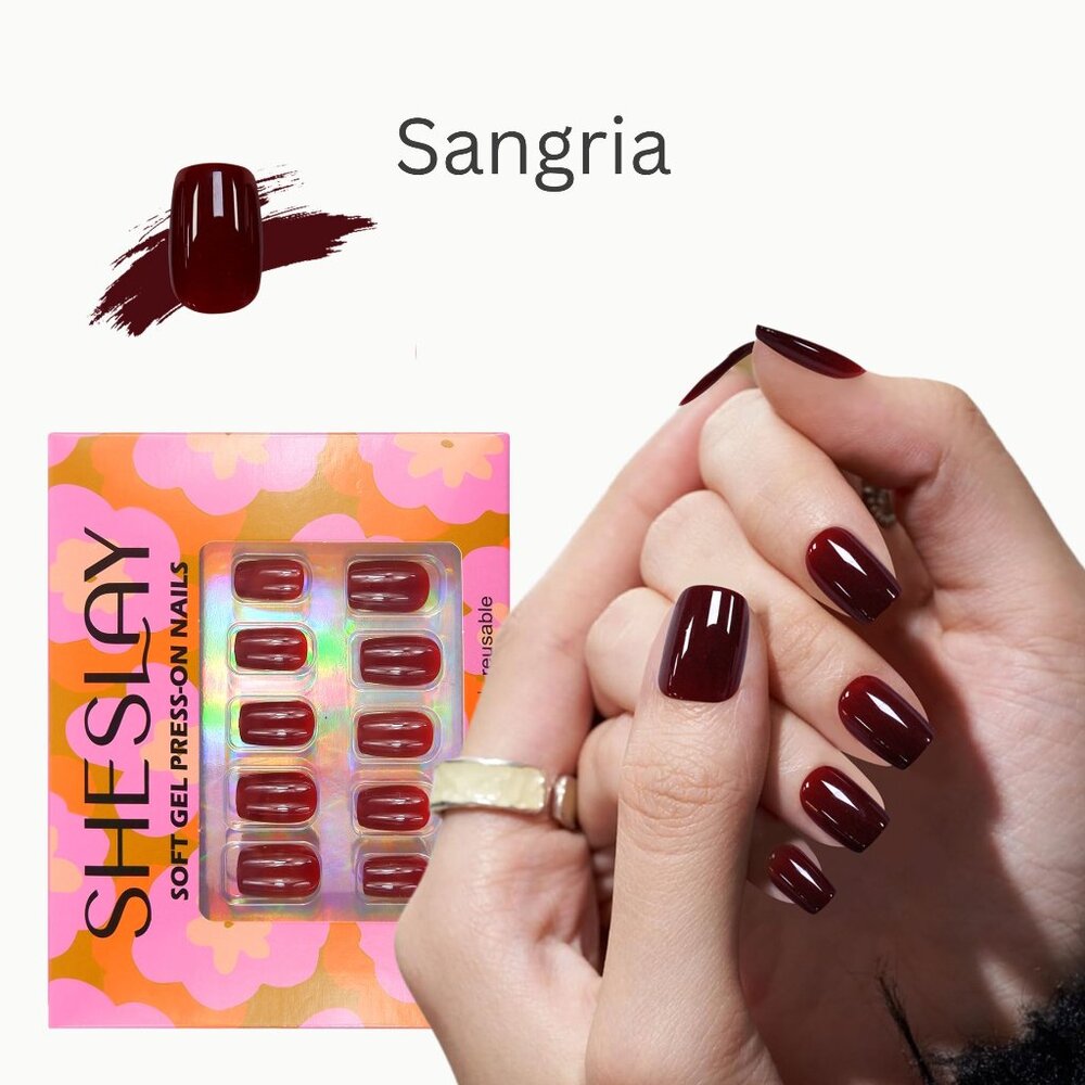 Sangria-SheSlay Soft Gel Press-On Nails – 30pcs Full Kit